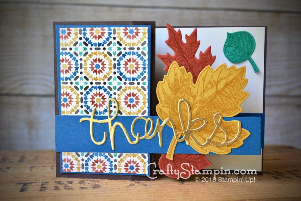 Moroccan Fall Leaves Z-Fold Closed | Stampin Up Demonstrator Linda Cullen | Vintage Leaves Stamp Set; Leaflets Framelits