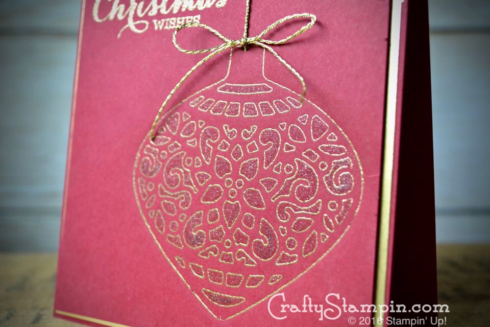 Embossing Dies| Stampin Up Demonstrator Linda Cullen | Crafty Stampin’ | Purchase your Stampin’ Up Supplies | Delicate Ornament Framelits | Flurry of Wishes Stamp Set | Wink of Stella Gold