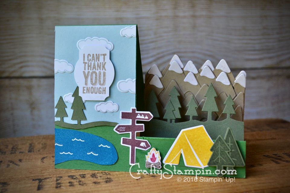 Camping Thank You | Stampin Up Demonstrator Linda Cullen | Always and Adventure Stamp Set; Outdoor Adventure Framelits