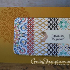 MOROCCAN NIGHTS THANK YOU | Stampin Up Demonstrator Linda Cullen | Crafty Stampin’ | Purchase your Stampin’ Up Supplies | Moroccan Nights Stamp Set | Beautiful Banners Stamp Set | Moroccan DSP