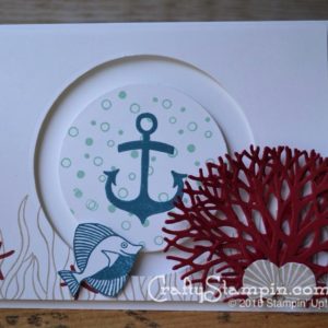 SEASIDE SHORE WOW SPINNER CARD | Stampin Up Demonstrator Linda Cullen | Crafty Stampin’ | Purchase your Stampin’ Up Supplies | Seaside Shore Stamp Set | Sliding Star Framelits | Beautiful Branches Thinlits