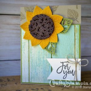 THOUGHTFUL BRANCHES SUNFLOWER CARD | Stampin Up Demonstrator Linda Cullen | Crafty Stampin’ | Purchase your Stampin’ Up Supplies | Thoughtful Branches stamp set | Serene Scenery DSP stack