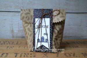 HALLOWEEN GIFT BAG | Stampin Up Demonstrator Linda Cullen | Crafty Stampin’ | Purchase your Stampin’ Up Supplies | Spooky Fun Stamp Set | Kraft Tag a Bag Gift Bags | Seasonal Decorative Masks