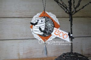 Halloween Ornament | Linda Cullen | CraftyStampin.com | Stampin Up | Jar of Haunts Stamp set | Brushworks stamp set |