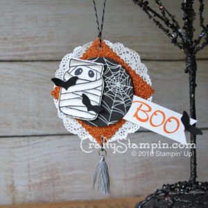 Halloween Ornament | Linda Cullen | CraftyStampin.com | Stampin Up | Jar of Haunts Stamp set | Brushworks stamp set |