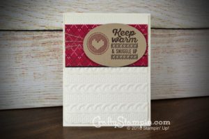 CABLE KNIT WRAPPED IN WARMTH | Stampin Up Demonstrator Linda Cullen | Crafty Stampin’ | Purchase your Stampin’ Up Supplies | Wrapped in Warmth Stamp Set | Cable Knit Dynamic Textured Impressions Embossing Folder