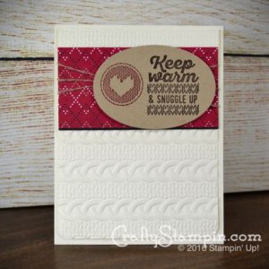 CABLE KNIT WRAPPED IN WARMTH | Stampin Up Demonstrator Linda Cullen | Crafty Stampin’ | Purchase your Stampin’ Up Supplies | Wrapped in Warmth Stamp Set | Cable Knit Dynamic Textured Impressions Embossing Folder