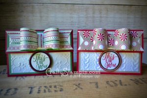 Bow Gift Card Holder | Stampin Up Demonstrator Linda Cullen | Crafty Stampin’ | Purchase your Stampin’ Up Supplies | Envelope Punch Board | Tin of Tags Stamp Set | Candy Cane DSP | This is Christmas DSP