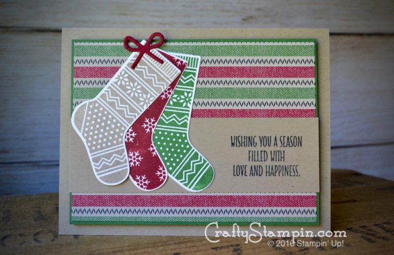 HANG YOUR STOCKING CHRISTMAS | Stampin Up Demonstrator Linda Cullen | Crafty Stampin’ | Purchase your Stampin’ Up Supplies | Hang Your Stockings Stamp Set | Christmas Stockings Thinlits | Warmth & Cheer DSP