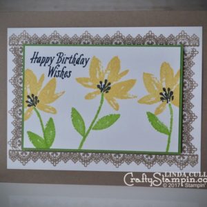 Sale-a-Bration Avant Garden Happy Birthday | Stampin Up Demonstrator Linda Cullen | Crafty Stampin’ | Purchase your Stampin’ Up Supplies | Avant Garden Stamp Set | Delicate Details stamp set