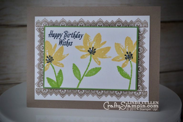 Sale-a-Bration Avant Garden Happy Birthday | Stampin Up Demonstrator Linda Cullen | Crafty Stampin’ | Purchase your Stampin’ Up Supplies | Avant Garden Stamp Set | Delicate Details stamp set