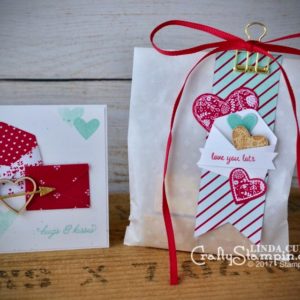 CASE-ing the Catalog - Glassine treat bag & note card | Stampin Up Demonstrator Linda Cullen | Crafty Stampin’ | Purchase your Stampin’ Up Supplies | Sealed with Love Stamp Set | Sweet & Sassy Framelits Dies | Sending Love Glassine | Sending Love DSP