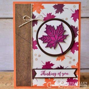 Colorful Season Berry Burst Thinking of You | Stampin Up Demonstrator Linda Cullen | Crafty Stampin’ | Purchase your Stampin’ Up Supplies | Colorful Seasons Stamp Set | Wood Textures Designer Series Paper Stack | Seasonal Layers Thinlits | Stitched Shapes Dies
