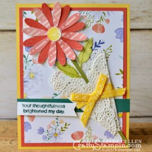 Swappers Showcase - Daisy Delight Bouquet - Daisy Delight stamp set | Delicate Doilies | Delightful Daisy DSP | Stampin Up Demonstrator Linda Cullen | Crafty Stampin’ | Purchase your Stampin’ Up Supplies |