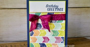 Birthday Delivery Greetings | Stampin Up Demonstrator Linda Cullen | Crafty Stampin’ | Purchase your Stampin’ Up Supplies | Birthday Delivery Stamp Set | Naturally Eclectic Designer Series Paper | Berry Burst 5/8 Crinkle Seam Ribbon