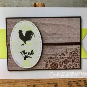 Lemon Lime Rustic Thank You | Stampin Up Demonstrator Linda Cullen | Crafty Stampin’ | Purchase your Stampin’ Up Supplies | Wood Words Stamp Set | Wood Textures Designer Series Paper | Copper Trim Ribbon