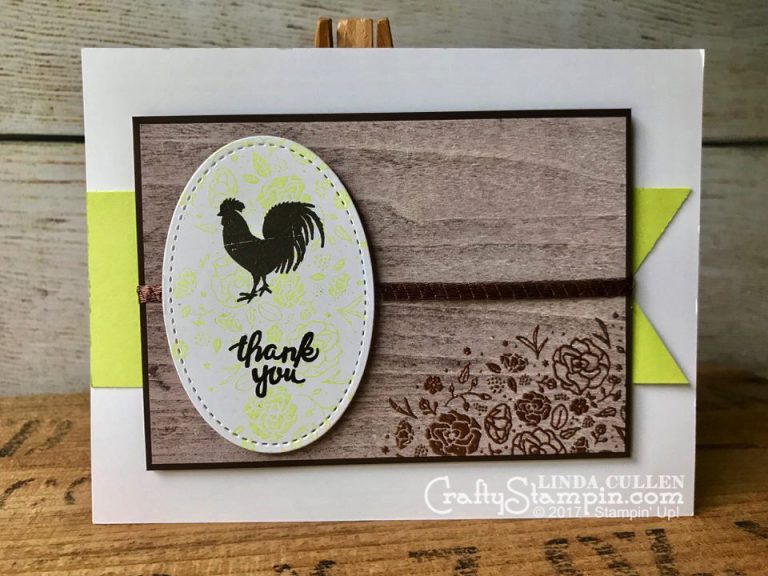 Lemon Lime Rustic Thank You | Stampin Up Demonstrator Linda Cullen | Crafty Stampin’ | Purchase your Stampin’ Up Supplies | Wood Words Stamp Set | Wood Textures Designer Series Paper | Copper Trim Ribbon