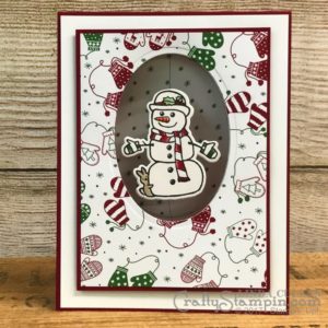 Coffee & Crafts Class: Snowman Spinner - Holiday Catalog Sneak Peek | Stampin Up Demonstrator Linda Cullen | Crafty Stampin’ | Purchase your Stampin’ Up Supplies | Seasonal Chums Stamp Set | Be Merry Designer Series Paper | Seasonal Tags Framelits | Layering Ovals Thinlits