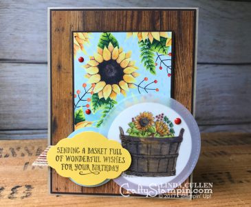 Stamp It Group Fall Theme Blog Hop | Stampin Up Demonstrator Linda Cullen | Crafty Stampin’ | Purchase your Stampin’ Up Supplies | Basket of Wishes Stamp Set | Painted Autumn Designer Series Paper | Wood Textures Designer Series Paper | Stitched Shapes Thinlits