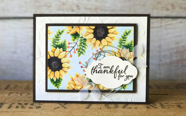 Painted Autumn Thankful For You | Stampin Up Demonstrator Linda Cullen | Crafty Stampin’ | Purchase your Stampin’ Up Supplies | Painted Harvest Stamp Set | Painted Autumn Designer Series Paper | Layered Leaves Embossing Folder | Leaf Punch