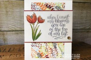Coffee & Crafts Class: Count My Blessings | Stampin Up Demonstrator Linda Cullen | Crafty Stampin’ | Purchase your Stampin’ Up Supplies | Count My Blessings Stamp Set | Painted Autumn Designer Series Paper | Vellum Cardstock | Multipurpose Adhesive Sheets