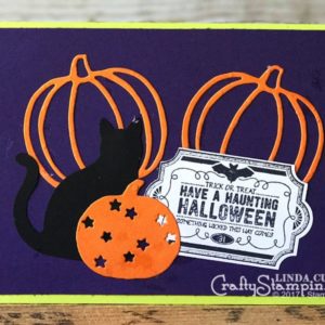 Labels to Love Black Cats & Pumpkins | Stampin Up Demonstrator Linda Cullen | Crafty Stampin’ | Purchase your Stampin’ Up Supplies | Labels to Love Stamp Set | Patterned Pumpkins Thinlits Dies | Cat Punch