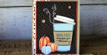 Coffee & Crafts Class: Merry Cafe Hello Fall | Stampin Up Demonstrator Linda Cullen | Crafty Stampin’ | Purchase your Stampin’ Up Supplies | Merry Cafe Stamp Set | Painted Autumn Designer Series Paper | Vellum Cardstock | Multipurpose Adhesive Sheets