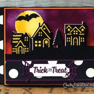 Stamp It Group Halloween Blog Hop | Stampin Up Demonstrator Linda Cullen | Crafty Stampin’ | Purchase your Stampin’ Up Supplies | Spooky Cat Stamp Set | Pick a Pumpkin stamp set | Brushwork stamp set | Hometown Greetings Edgelits | Seasonal Tags Framelits | Home Sweet Home Thinliits | Spooky Night Designer Series Paper