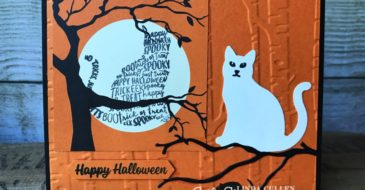 Spooky Cat in a Halloween Tree | Stampin Up Demonstrator Linda Cullen | Crafty Stampin’ | Purchase your Stampin’ Up Supplies | Spooky Cat Stamp Set | Spooky Night Designer Series Paper | Cat Punch | Seasonal Layers Thinlits