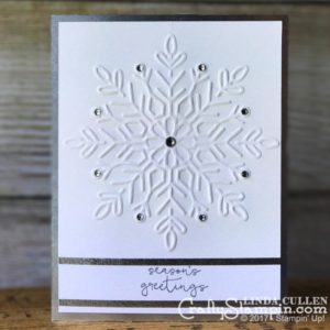 Winter Wonder Season's Greetings | Stampin Up Demonstrator Linda Cullen | Crafty Stampin’ | Purchase your Stampin’ Up Supplies | Cheers to the Year Stamp Set | Winter Wonder Textured Impressions Folder | Silver Foil Sheets