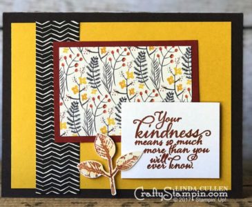 Painted Autumn Kindness | Stampin Up Demonstrator Linda Cullen | Crafty Stampin’ | Purchase your Stampin’ Up Supplies | Painted Harvest Stamp Set | Painted Autumn Designer Series Paper | Leaf Punch