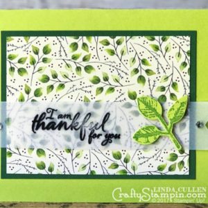 Painted Autumn Lemon Lime Twist | Stampin Up Demonstrator Linda Cullen | Crafty Stampin’ | Purchase your Stampin’ Up Supplies | Painted Harvest Stamp Set | Painted Autumn Designer Series Paper | Leaf Punch | Vellum Cardstock