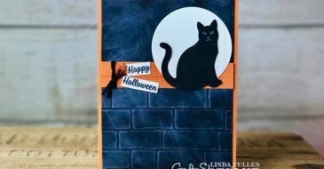 Spooky Cat Brick Wall Cat | Stampin Up Demonstrator Linda Cullen | Crafty Stampin’ | Purchase your Stampin’ Up Supplies | Spooky Cat Stamp Set | Cat Punch | Brick Wall Embossing Folder | Basic Black Baker’s Twine