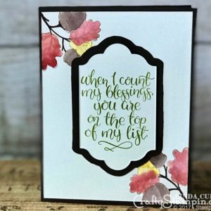 Count My Blessings Watercolor | Stampin Up Demonstrator Linda Cullen | Crafty Stampin’ | Purchase your Stampin’ Up Supplies | Count My Blessings Stamp Set | Lots of Labels Framelits