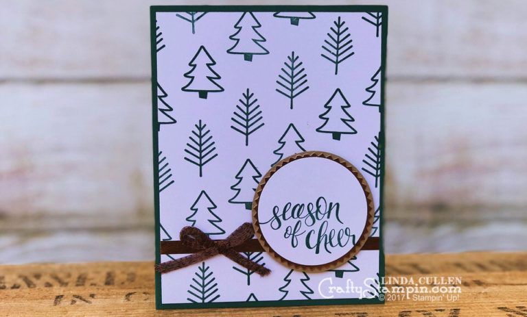 Watercolor Christmas Green | Stampin Up Demonstrator Linda Cullen | Crafty Stampin’ | Purchase your Stampin’ Up Supplies | Watercolor Christmas Stamp Set | Layering Circle Frameltis | Copper Foil Sheets | 1/4 Copper Trim