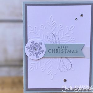 Winter Wonder Merry Christmas | Stampin Up Demonstrator Linda Cullen | Crafty Stampin’ | Purchase your Stampin’ Up Supplies | Flurry of Wishes Stamp Set | Winter Wonder Embossing Folder | Silver Metallic Thread