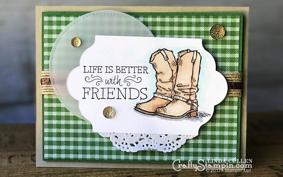 Coffee & Crafts Class: Country Livin' with Stampin Blends | Stampin Up Demonstrator Linda Cullen | Crafty Stampin’ | Purchase your Stampin’ Up Supplies | Country Livin’ Stamp Set | Just Add Text Stamp Set | Lots Of Labels Framelits | Quilted Christmas Designer Series Paper | Stampin Blends