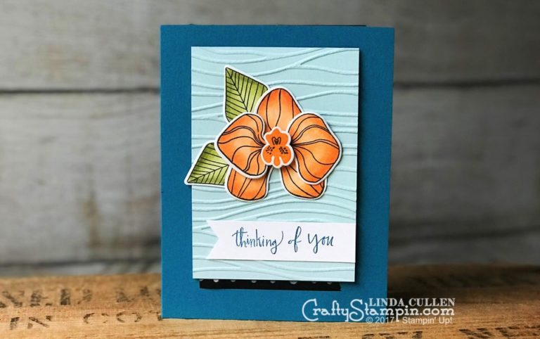 Pumpkin Pie Climbing Orchid with Stampin Blends| Stampin Up Demonstrator Linda Cullen | Crafty Stampin’ | Purchase your Stampin’ Up Supplies | Climbing Orchid Stamp Set | Orchid Builder Framelits | Stampin Blends Markers