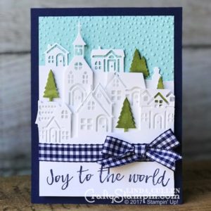 Hearts Come Home Joy | Stampin Up Demonstrator Linda Cullen | Crafty Stampin’ | Purchase your Stampin’ Up Supplies | Hearts Come Home Stamp Set | Hometown Greetings Edgelits | Night of Navy 1/2” Gingham Ribbon | Old Olive Stampin Blends