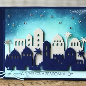 Stamp It Group Christmas Blog Hop | Stampin Up Demonstrator Linda Cullen | Crafty Stampin’ | Purchase your Stampin’ Up Supplies | Night In Bethlehem Stamp Set | Bethlehem Edgelits | Gold Foil Sheets | Rhinestone Basics