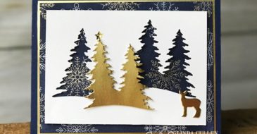 Coffee & Crafts Class: Card Front Builder | Stampin Up Demonstrator Linda Cullen | Crafty Stampin’ | Purchase your Stampin’ Up Supplies | Card Front Builder Thinlits Dies | Year of Cheer Specialty Designer Series Paper | Gold Foil Sheets | Metallic Enamel Shapes | Night of Navy Reinker