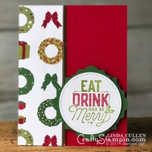 Merry Little Labels | Stampin Up Demonstrator Linda Cullen | Crafty Stampin’ | Purchase your Stampin’ Up Supplies | Merry Little Labels Stamp Set | Everyday Label Punch | Stitched Shapes Framelits Dies | Christmas Around the World Designer Series Paper | Gold Foil Sheets