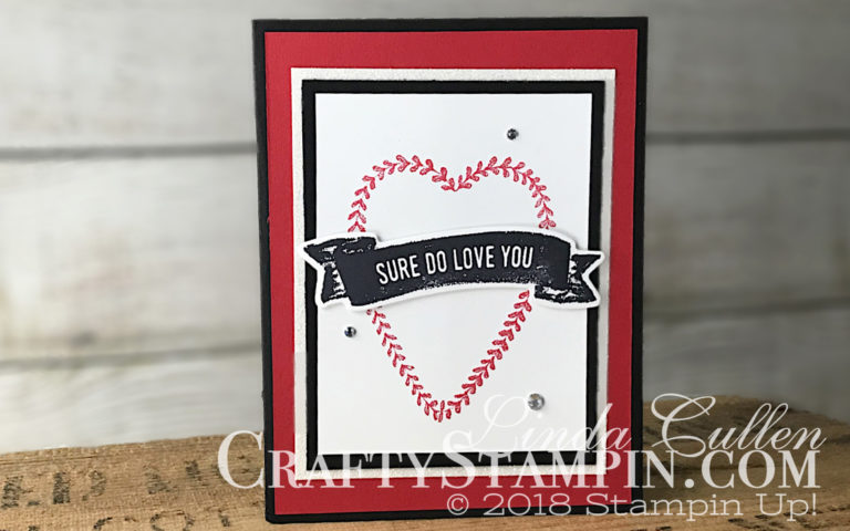 Sure Do Love You Valentines Black & Red | Stampin Up Demonstrator Linda Cullen | Crafty Stampin’ | Purchase your Stampin’ Up Supplies | Sure Do Love You Stamp Set | Lots to Love Box Framelits | Myths & Magic Glimmer Paper