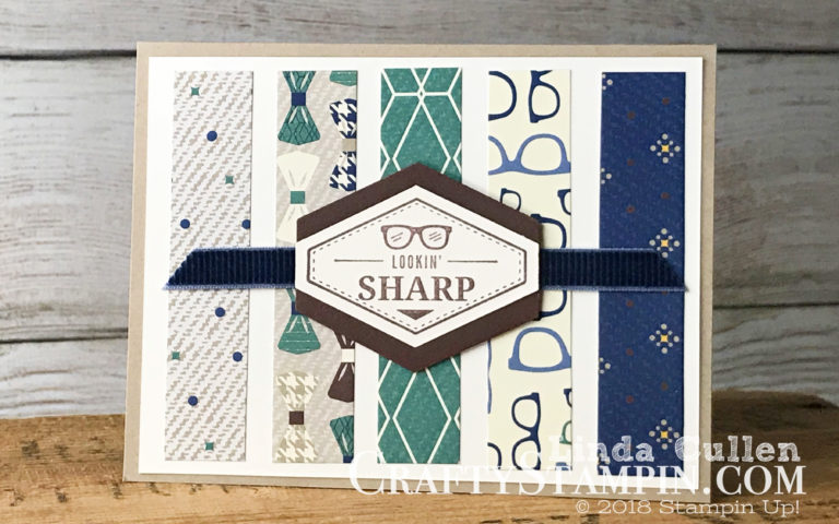 Truly Tailored - Lookin' Sharp | Stampin Up Demonstrator Linda Cullen | Crafty Stampin’ | Purchase your Stampin’ Up Supplies | Truly Tailored Stamp Set | Tailored Tag Punch | True Gentleman Designer Series Paper | Night of Navy 3/8 Corduroy Ribbon