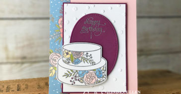 Coffee & Crafts Class: Sweet Soiree Birthday | Stampin Up Demonstrator Linda Cullen | Crafty Stampin’ | Purchase your Stampin’ Up Supplies | Cake Soiree Stamp Set | Sweet Cake Framelits | Sweet Soiree Specialty Designer Series Paper | Stitched Shapes Framelits | Scattered Sequins Embossing Folder