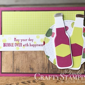 Bubble Over - Bonus Tutorial | Stampin Up Demonstrator Linda Cullen | Crafty Stampin’ | Purchase your Stampin’ Up Supplies | Bubble Over Stamp Set | Stitched Shapes Framelits Dies | Tutti-Frutti Designer Series Paper | Bottles & Bubbles Framelits Dies | Champagne Foil