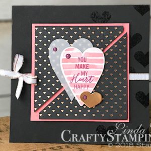 Coffee & Crafts Class: January 2018 Paper Pumpkin Alternative | Stampin Up Demonstrator Linda Cullen | Crafty Stampin’ | Purchase your Stampin’ Up Supplies | Paper Pumpkin Paper Craft Kit | Heart Happiness Stamp Set | Lots to Love Box Framelits Dies | Copper Foil Sheets