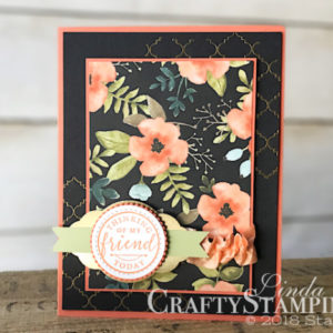 Coffee & Crafts Class: Hello Friend | Spring Sampler | Stampin Up Demonstrator Linda Cullen | Crafty Stampin’ | Purchase your Stampin’ Up Supplies | Hello Friend Stamp Set | Stitched Shapes Framelits | Whole Lot of Lovely Designer Series Paper | Layering Circle Framelits | Pretty Label Punch