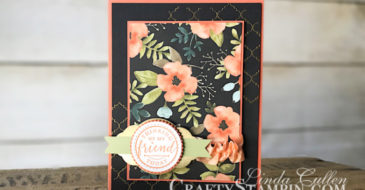 Coffee & Crafts Class: Hello Friend | Spring Sampler | Stampin Up Demonstrator Linda Cullen | Crafty Stampin’ | Purchase your Stampin’ Up Supplies | Hello Friend Stamp Set | Stitched Shapes Framelits | Whole Lot of Lovely Designer Series Paper | Layering Circle Framelits | Pretty Label Punch