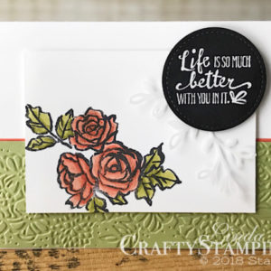 Coffee & Crafts Class: Petal Palette Life is Better | Spring Sampler | Stampin Up Demonstrator Linda Cullen | Crafty Stampin’ | Purchase your Stampin’ Up Supplies | Petal Palette Stamp Set | Petals & More Thinlits } Stitched Shapes Framelits | Stampin Blends | Wink of Stella